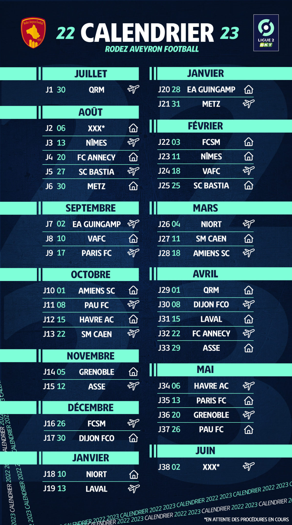 Le calendrier de la saison 2022/2023 de Ligue 2 BKT enfin dévoilé